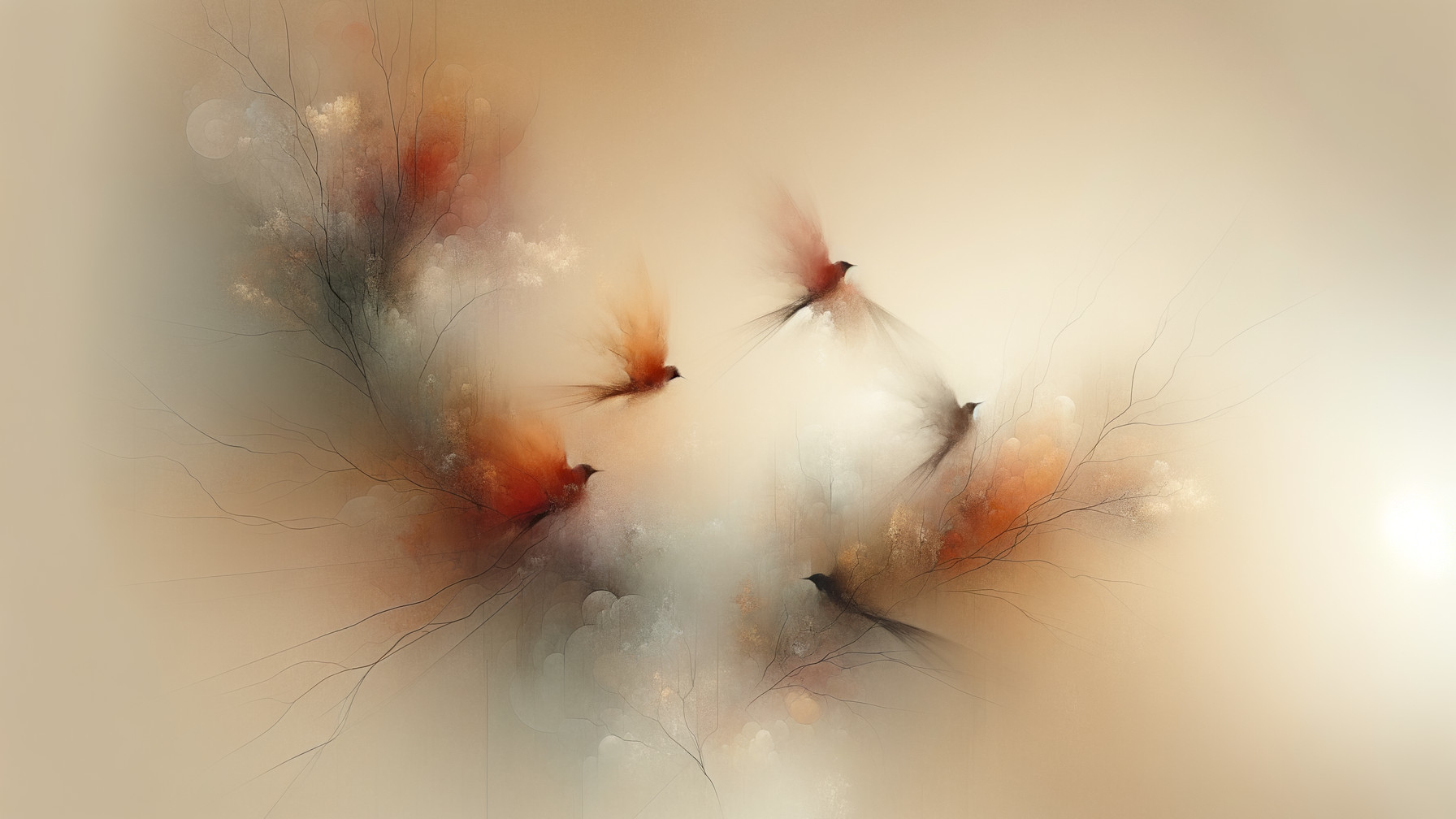 Small Birds in Flight Against Soft Background
