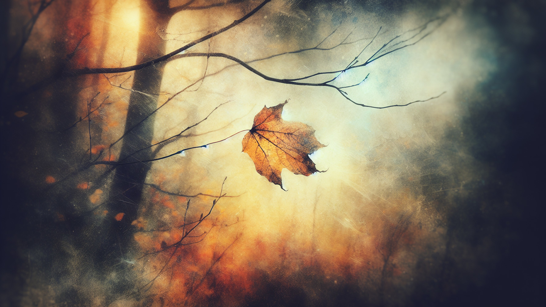 Delicate Maple Leaf Against Ethereal Autumn Backdrop