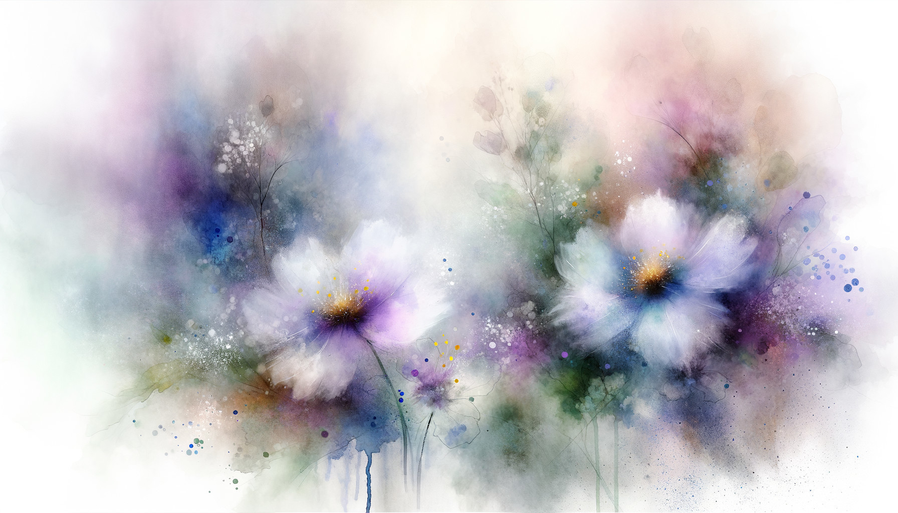 Dreamy Watercolor Painting of Delicate Flowers