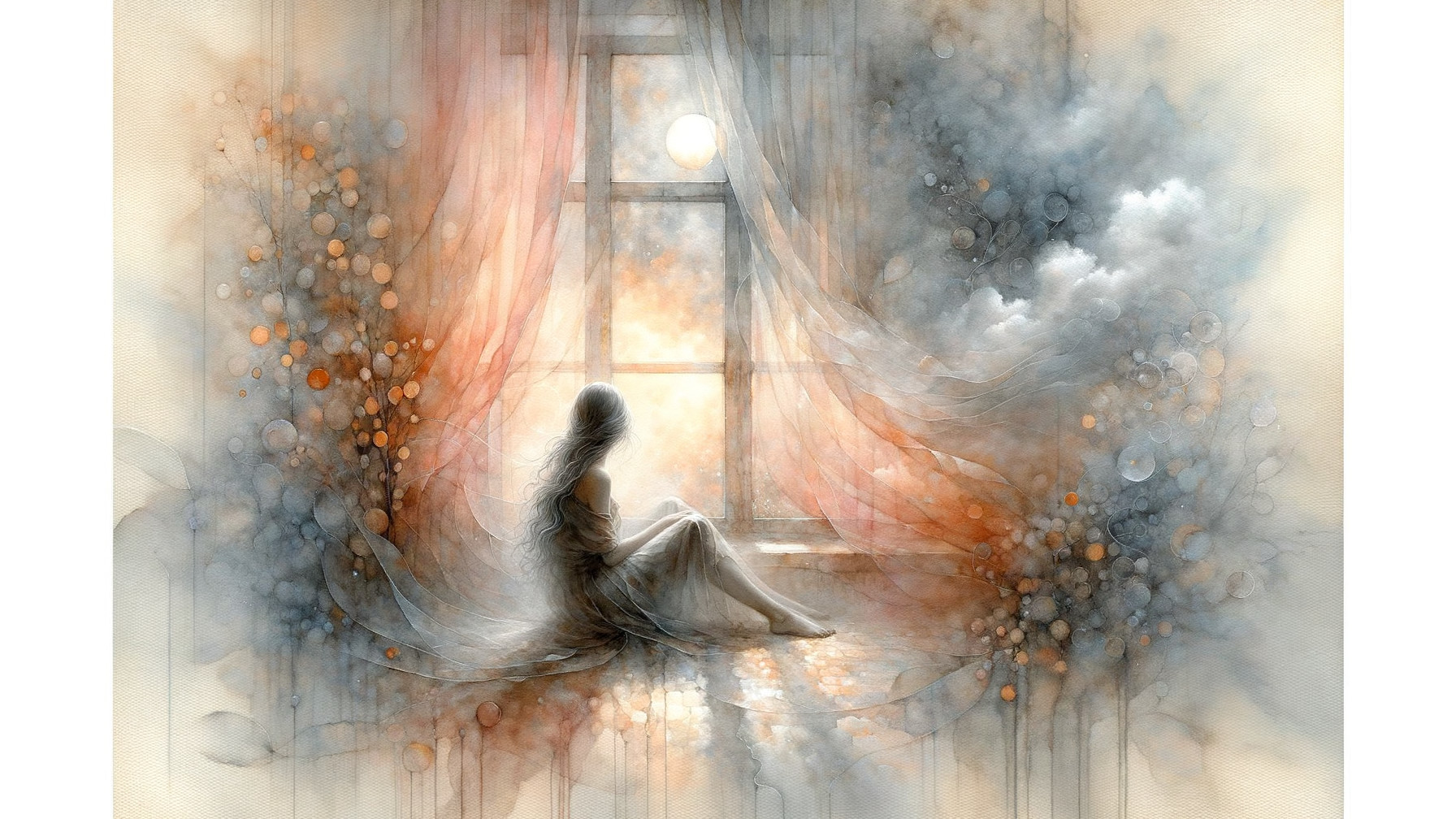 Ethereal Scene of a Figure by a Moonlit Window