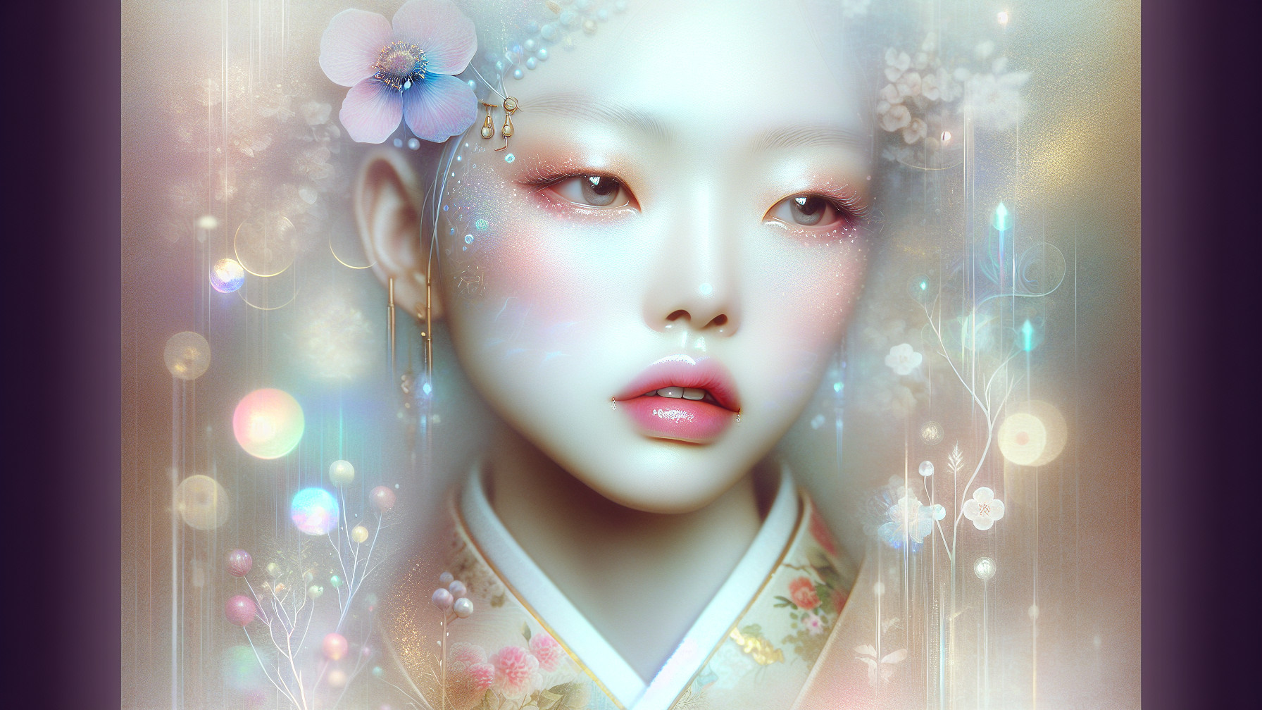 Serene Portrait of Young Woman in Traditional Attire