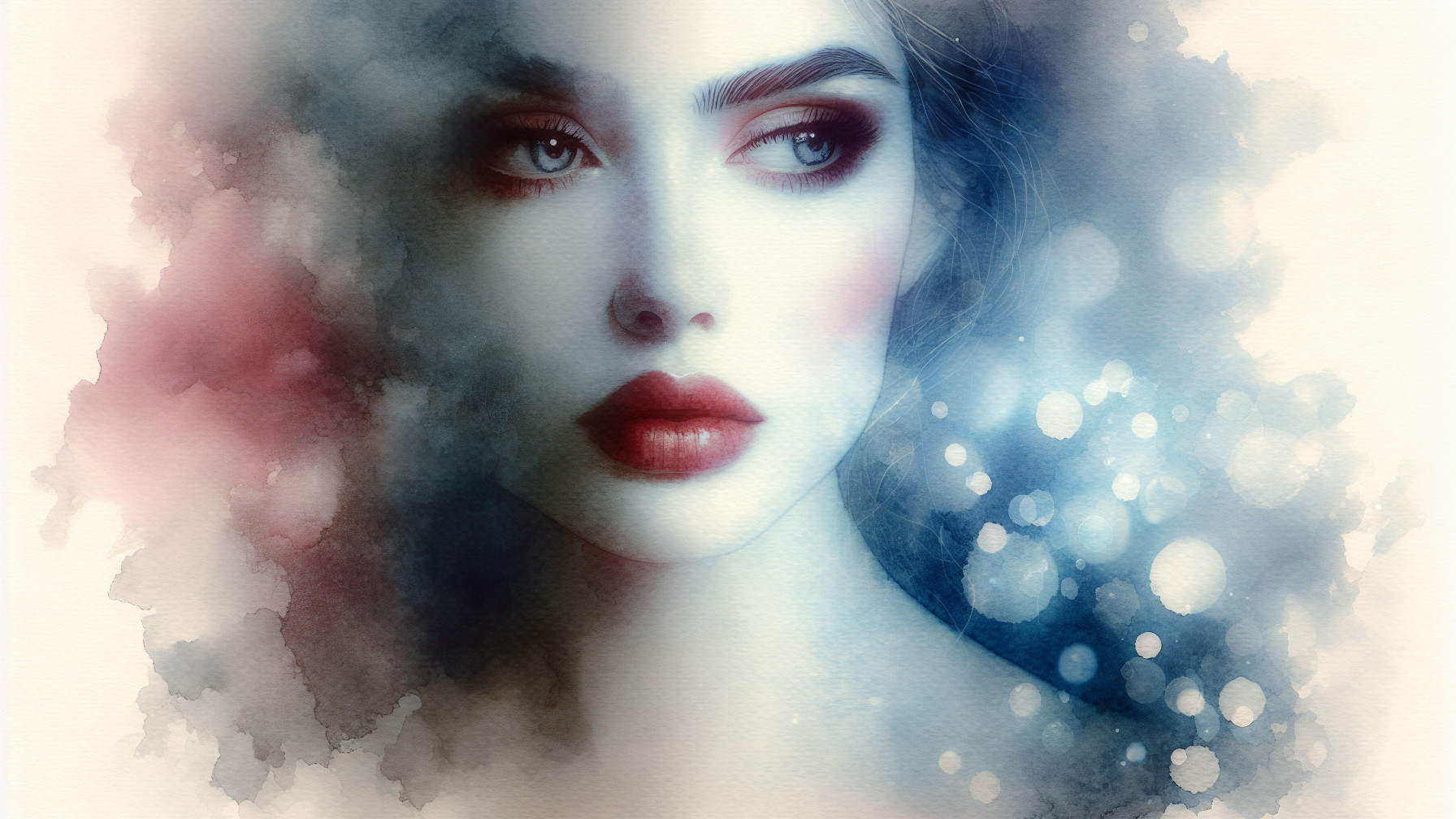 Watercolor Portrait of a Woman with Expressive Features