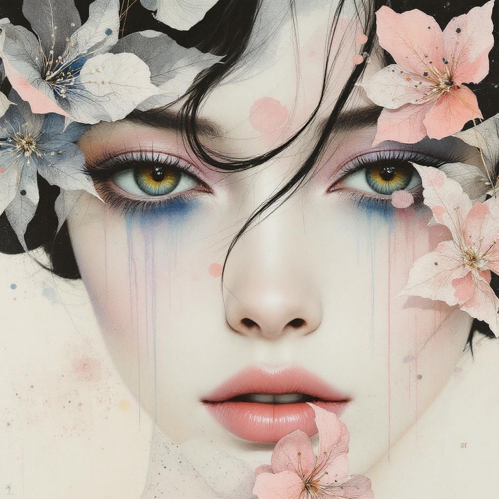 Close-up of a young woman with floral adornments