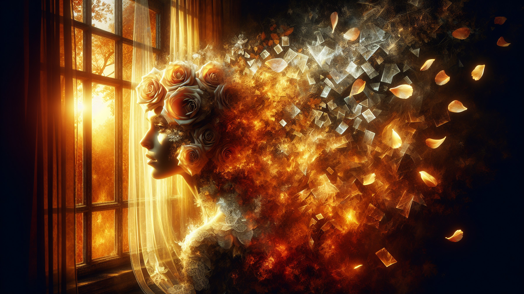 Ethereal Female Figure Silhouetted by Sunlight