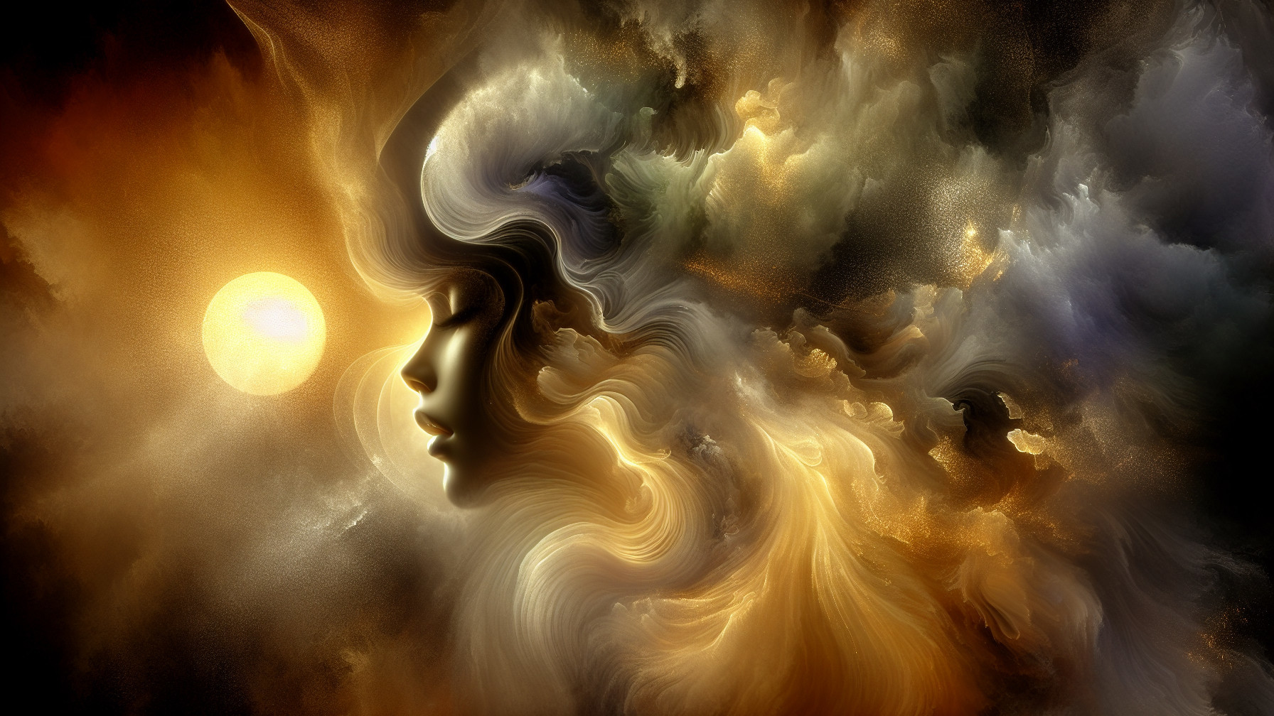 Surreal Composition of Swirling Clouds and Colors