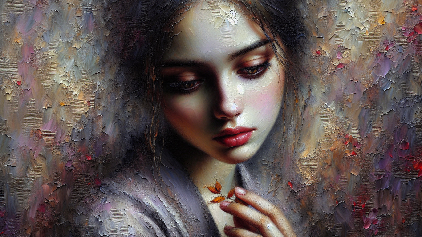 Portrait of a Young Woman with Abstract Background