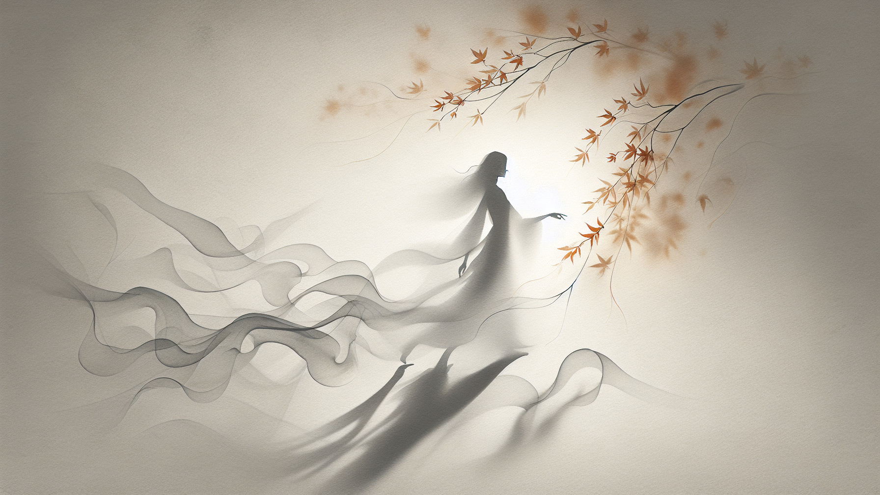 Delicate Silhouette Surrounded by Autumn Leaves