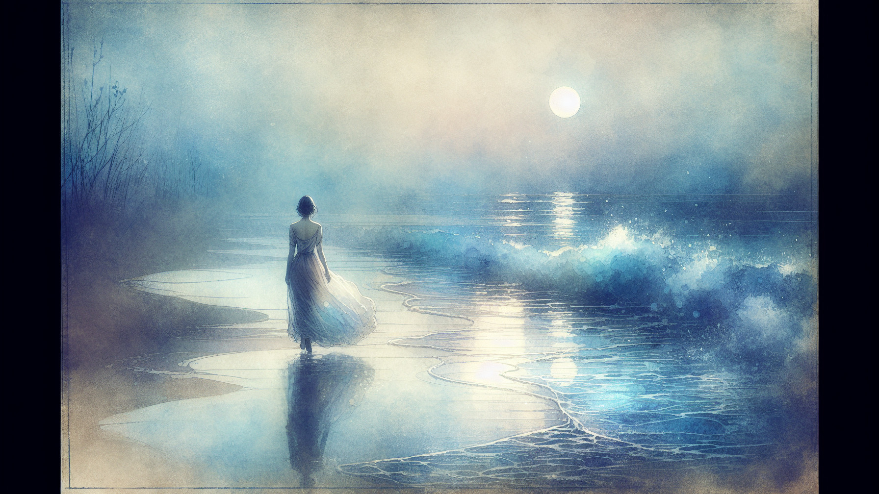 Serene Coastal Scene at Twilight with Gentle Waves