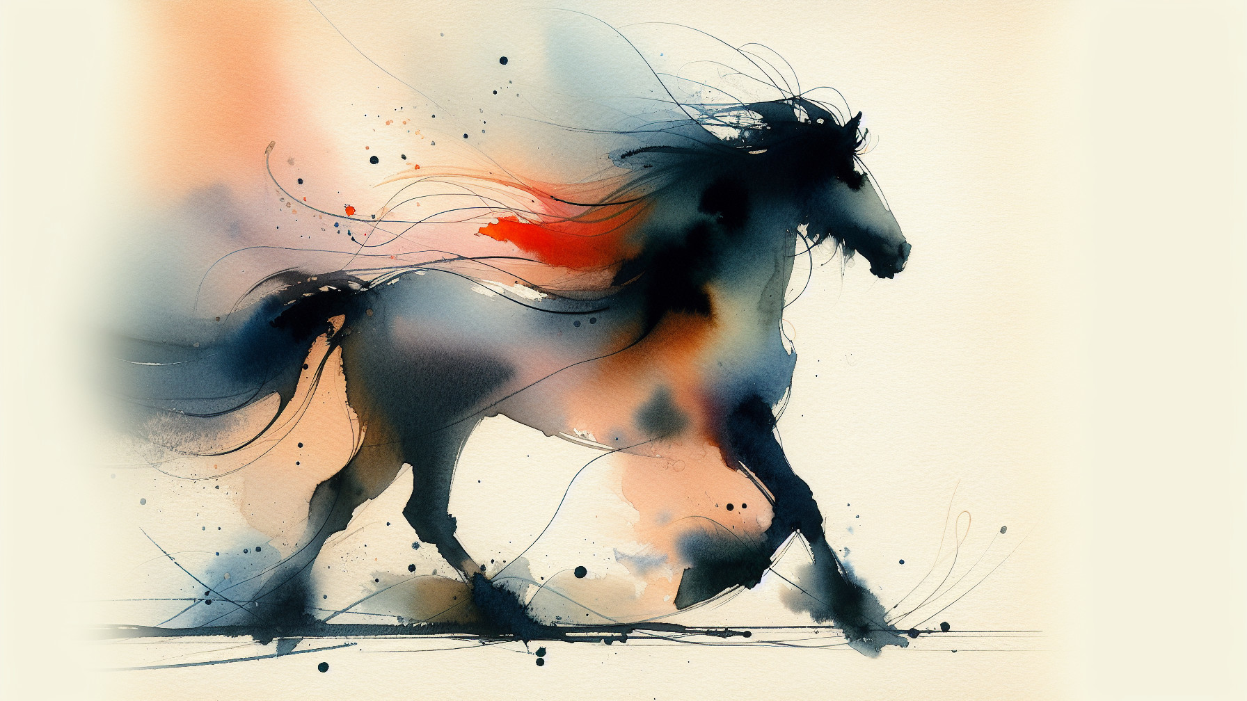 Dynamic Watercolor Painting of a Galloping Horse