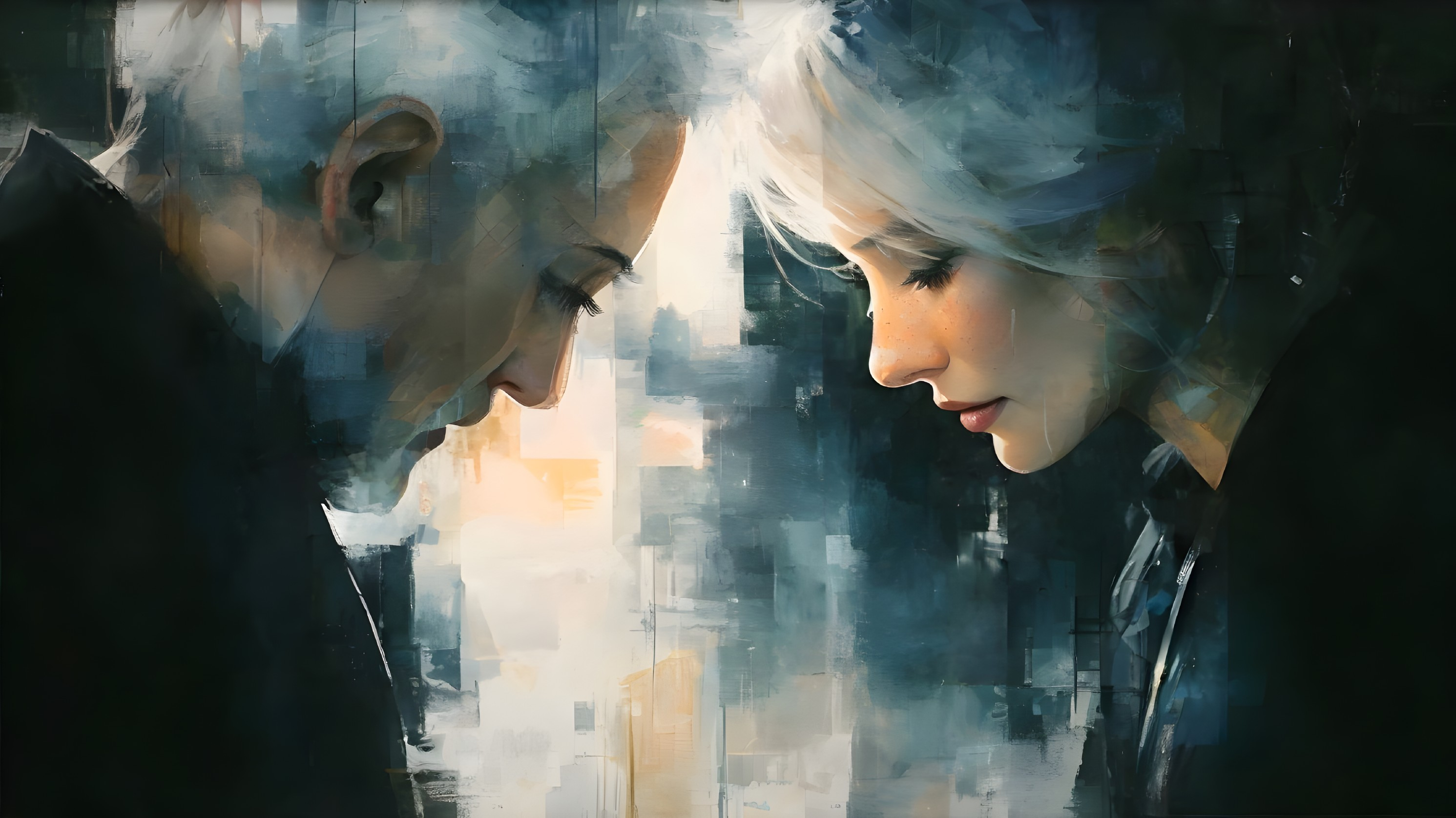 Close-Up Portrait of Two Individuals in Profile