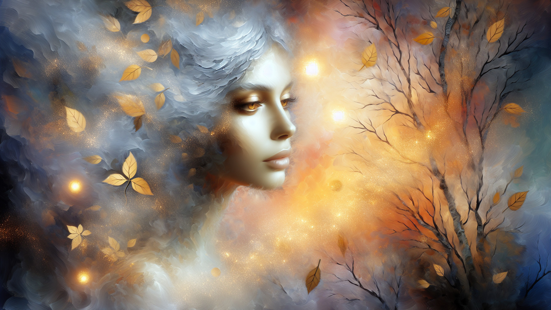 Dreamy Portrait of a Serene Woman with Soft Colors