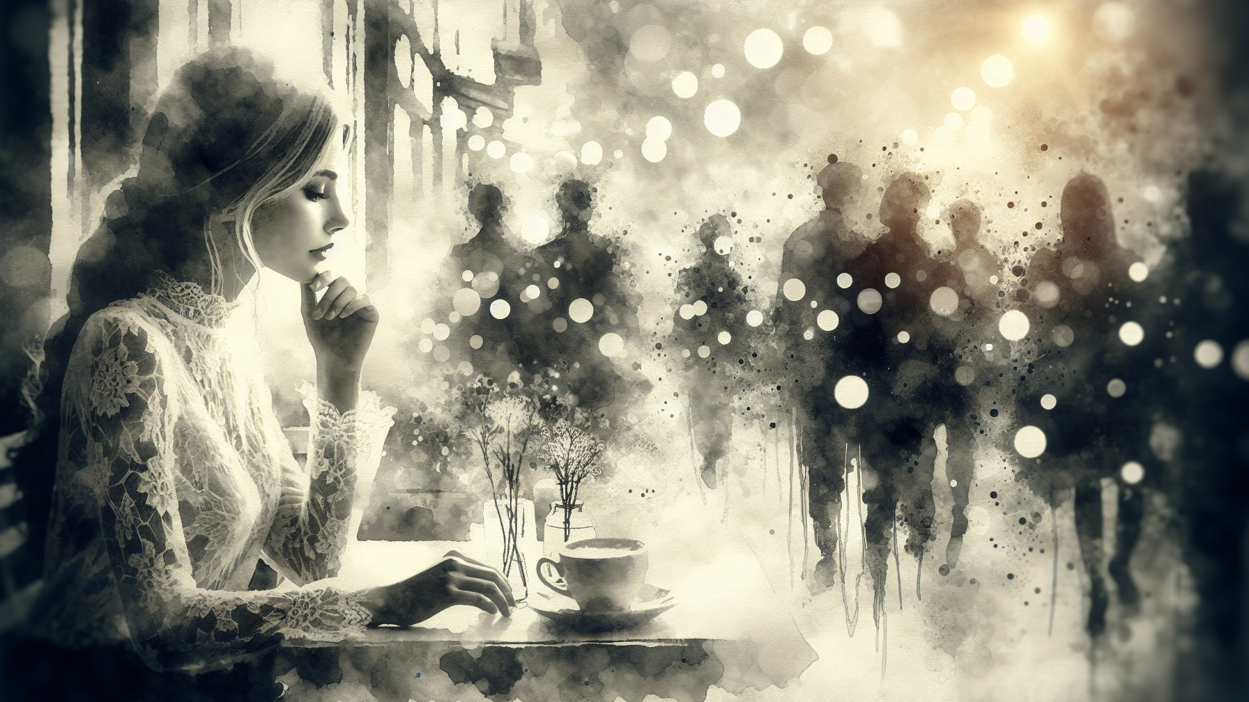 Contemplative Woman by Window in Ethereal Scene