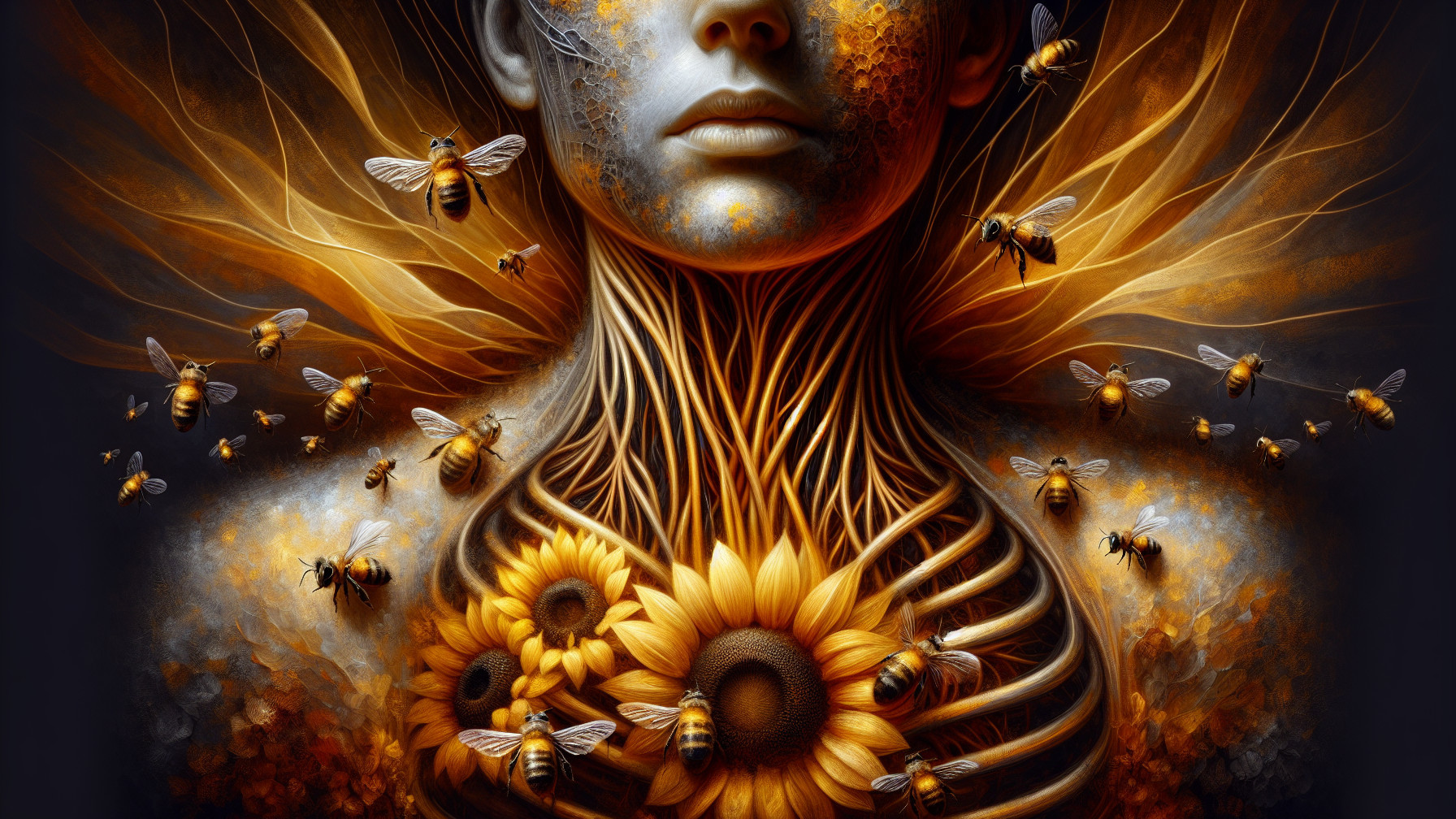Surreal Female Figure with Flower Garden Chest