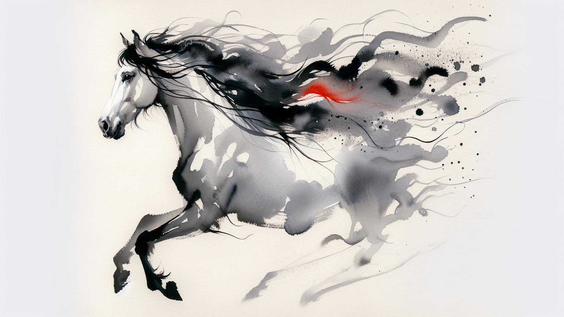 Watercolor Painting of a Galloping Horse in Motion