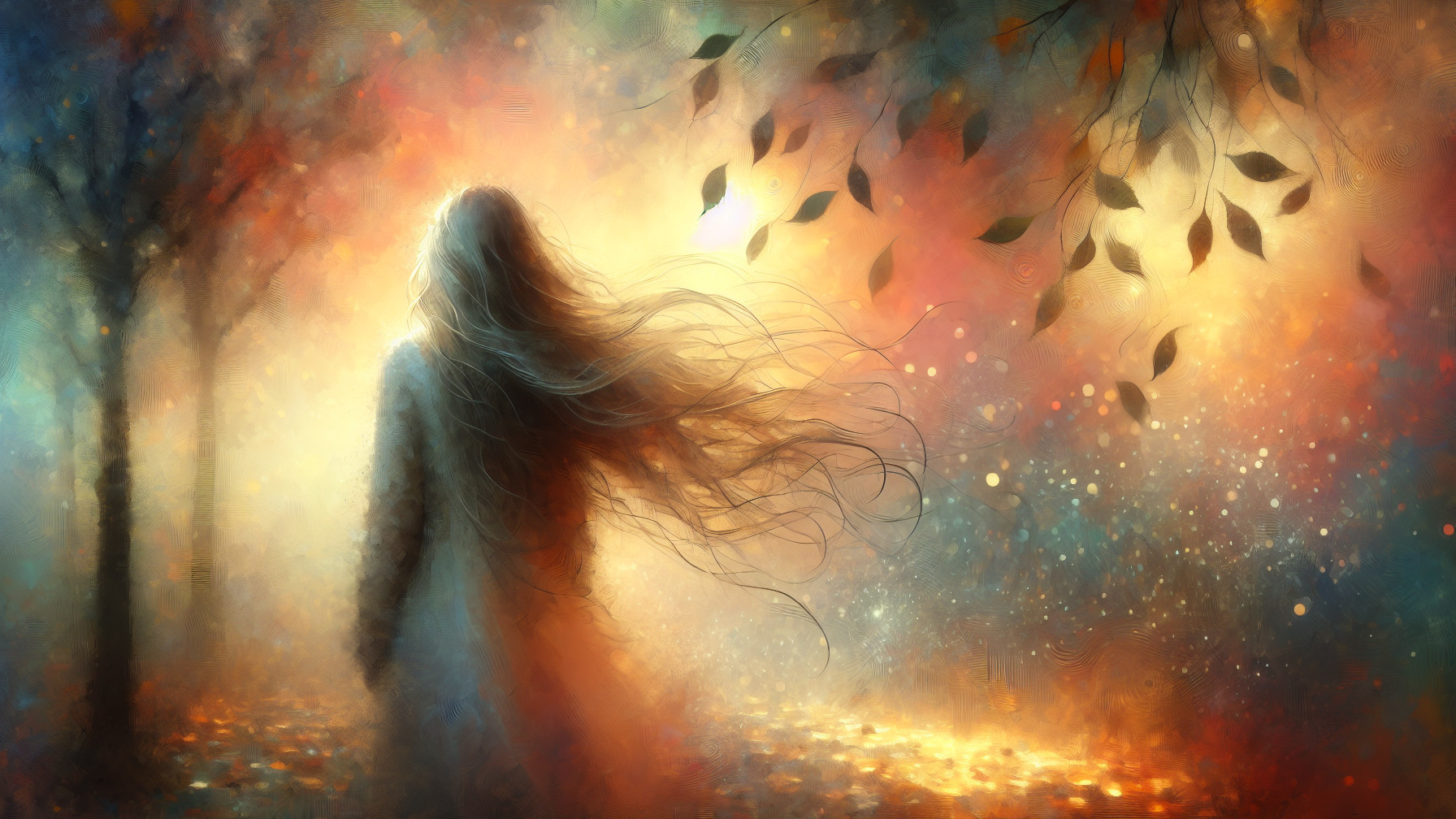 Solitary Figure in a Dreamy Vibrant Landscape