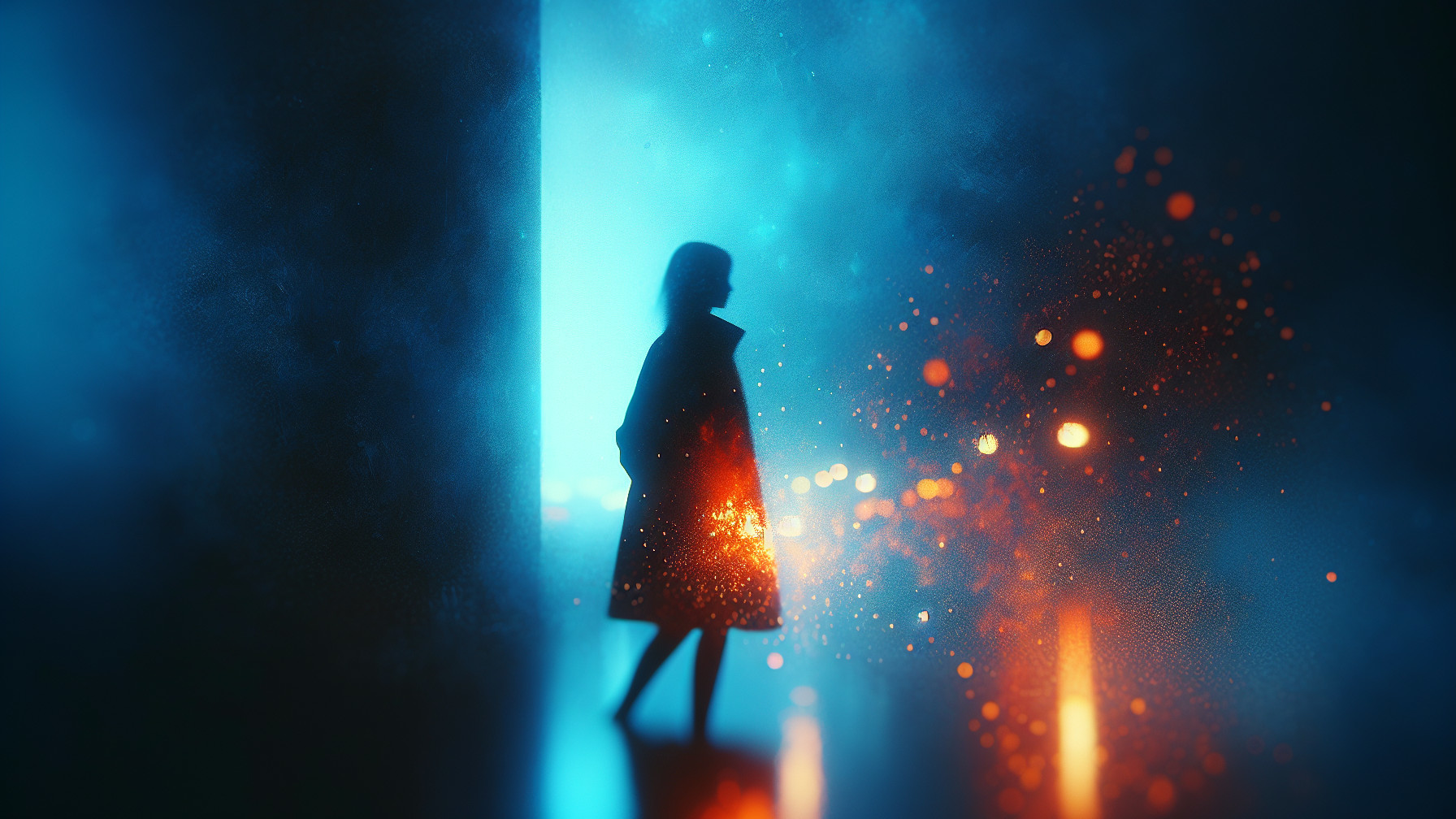 Mysterious Silhouette Against Ethereal Colorful Background