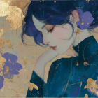 Elegant Japanese Woman in Green Cheongsam with Flowers