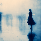 Woman in Black Dress by Serene Lake at Dusk