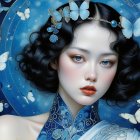 Portrait of a Young Woman in Ethereal Night Scene