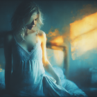 Serene Woman in Soft Light on Bed with Dreamy Atmosphere