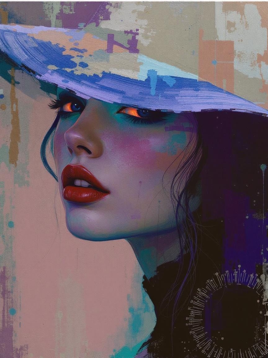 Close-Up Portrait of a Woman with Striking Features