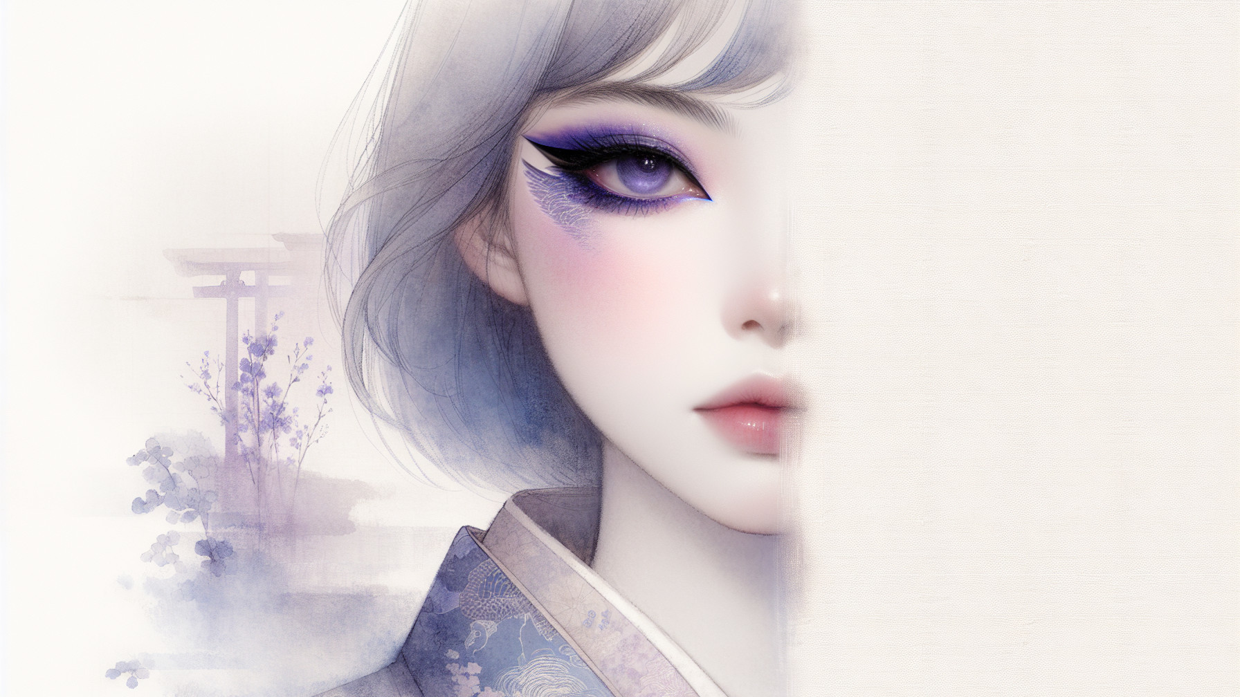 Illustration of a Character in Traditional Kimono