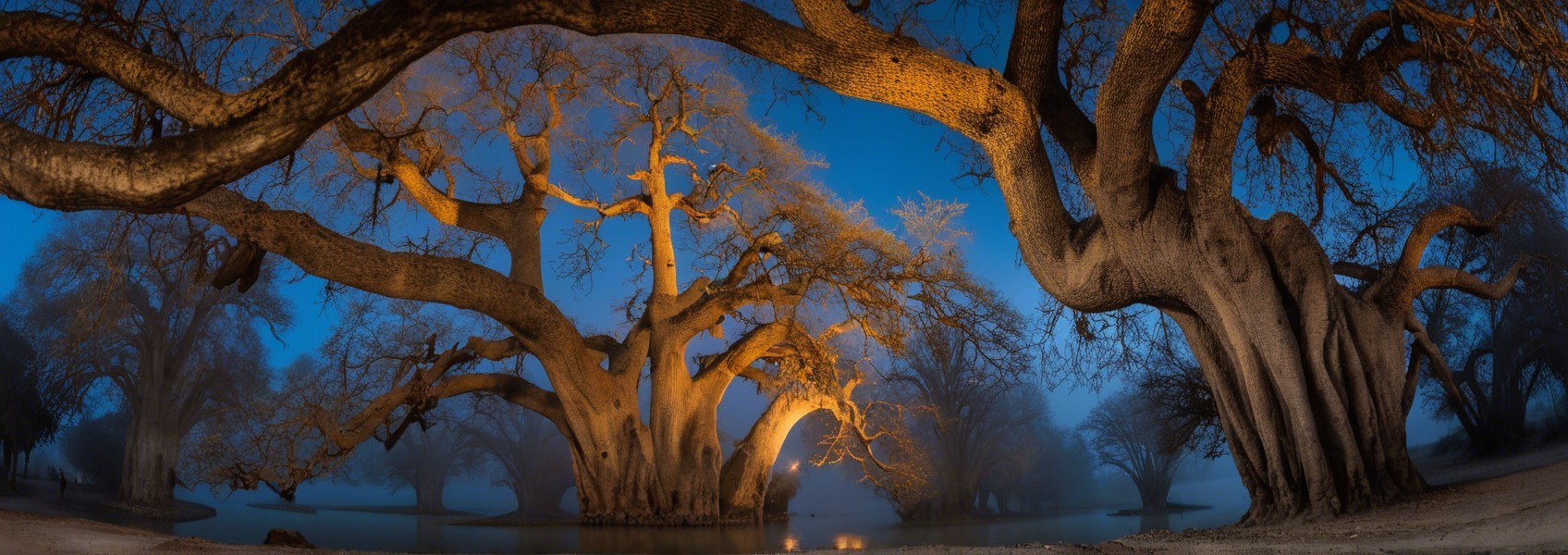 Panoramic View of Baobab Trees at Twilight
