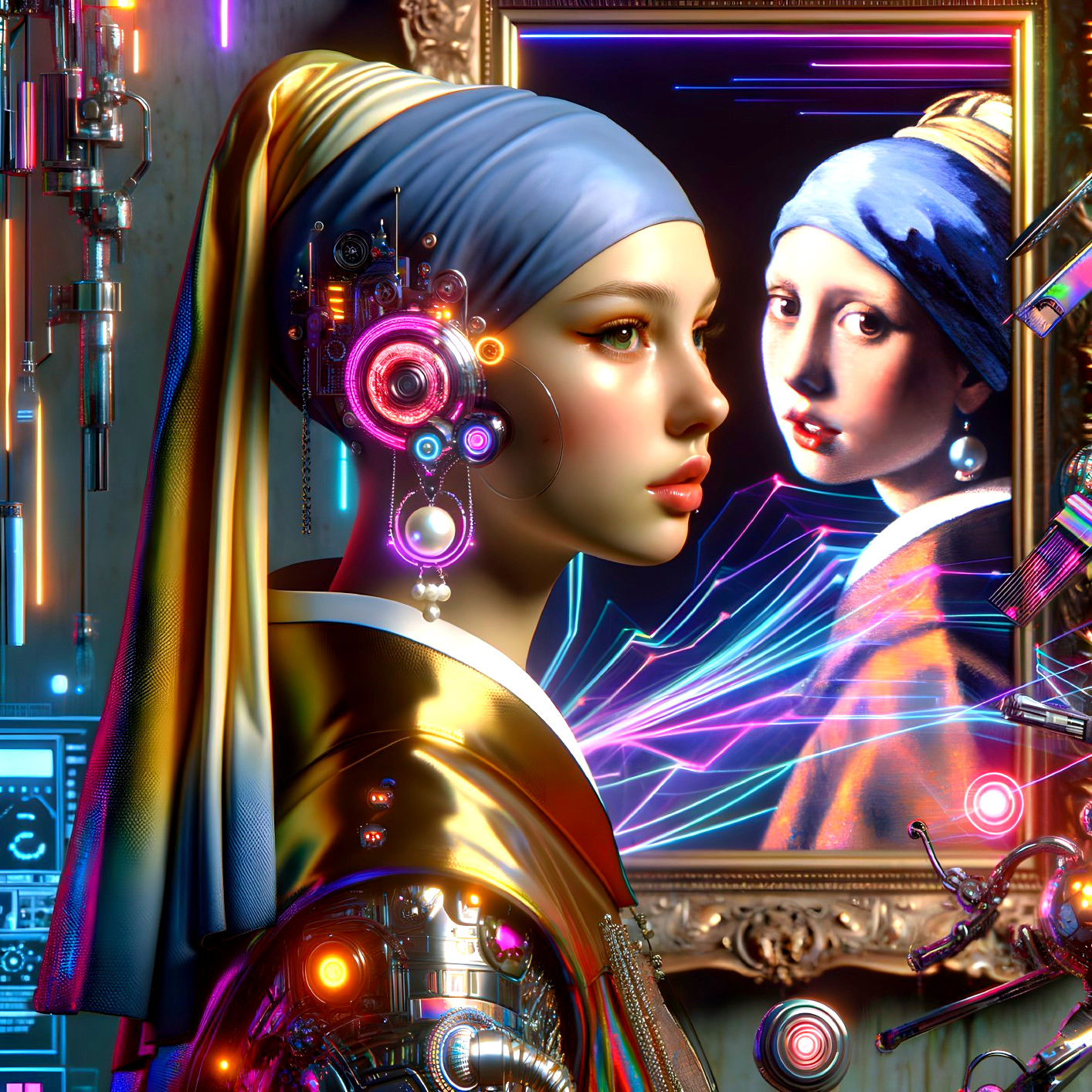 Futuristic Reinterpretation of Classic Portrait Art