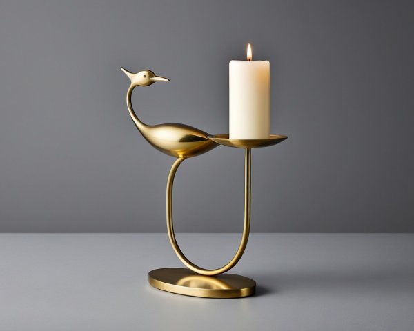 Modern Brass Candle Holder with Bird Silhouette Design