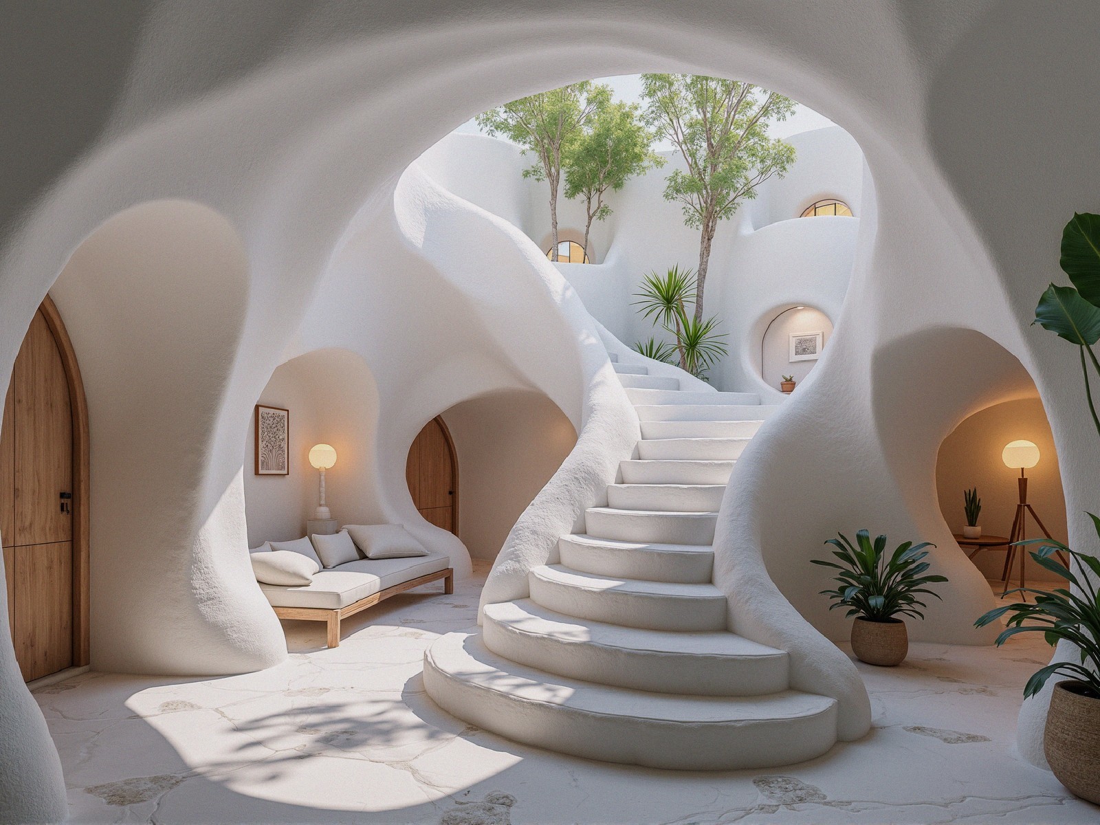 Contemporary Cave-Like Interior with Natural Light