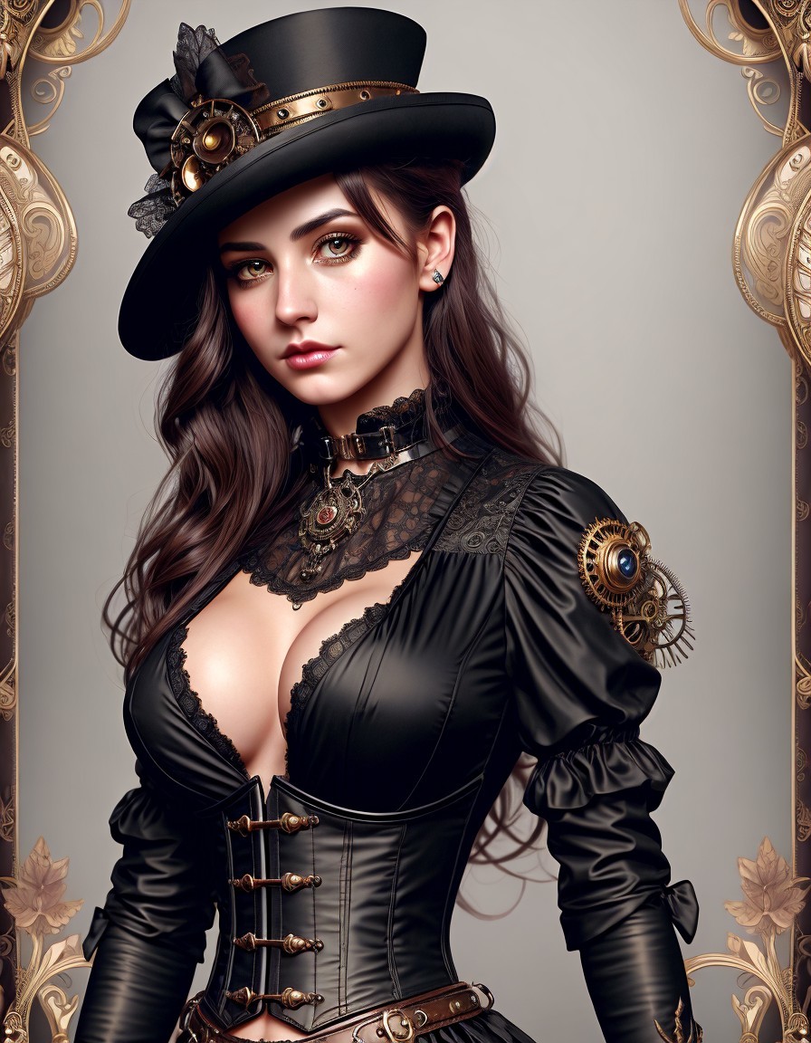Victorian-Inspired Steampunk Woman Artwork Details