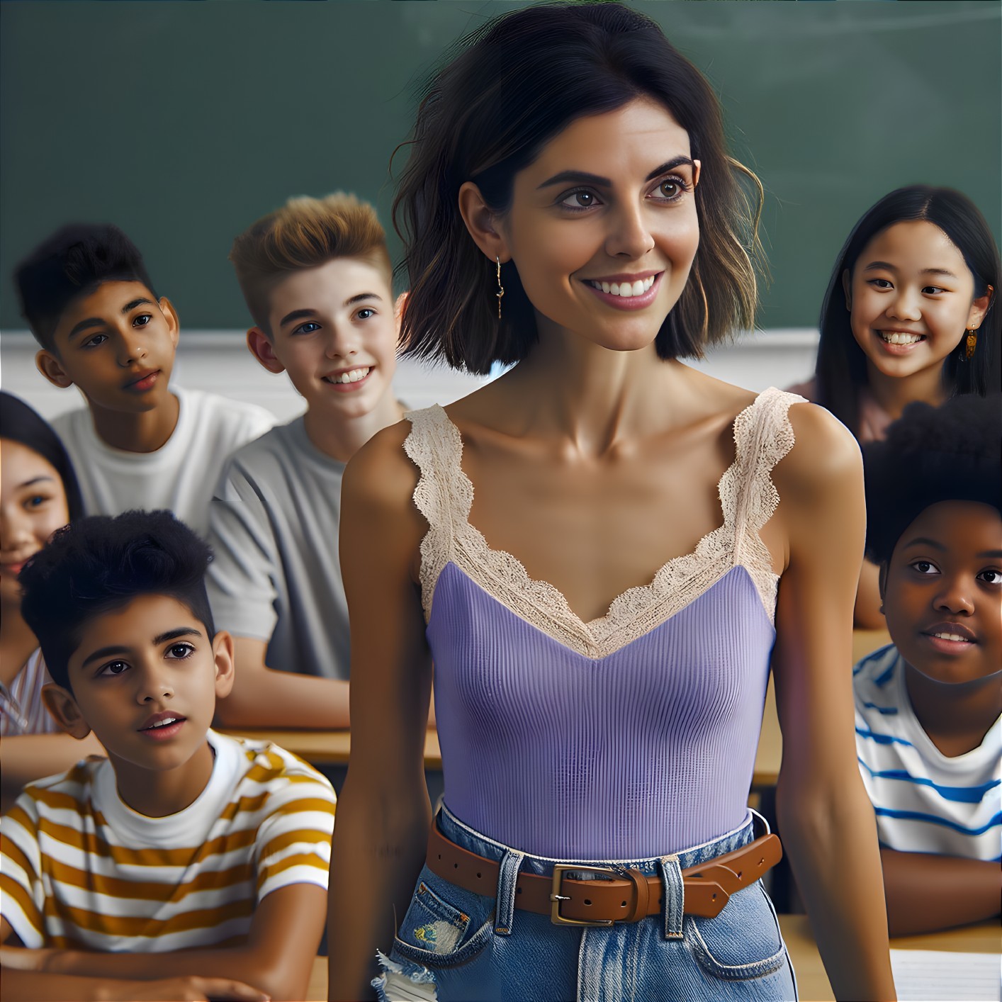 Vibrant Classroom Scene with Engaged Teacher and Students