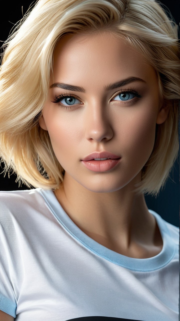 Close-Up Portrait of a Young Woman with Blue Eyes