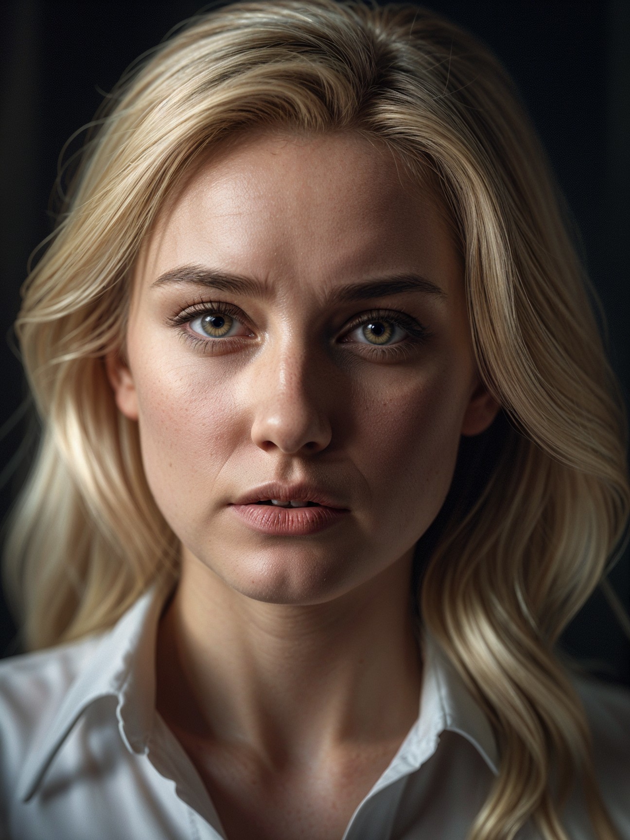 Close-Up Portrait of a Young Woman with Blonde Hair