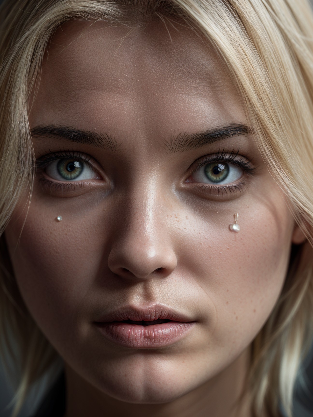 Close-up Portrait of a Young Woman with Green Eyes