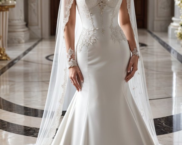 Elegant Bride in Intricate Beaded Wedding Gown