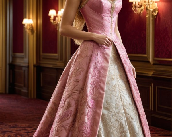 Elegant Figure in Luxurious Ballroom with Gown