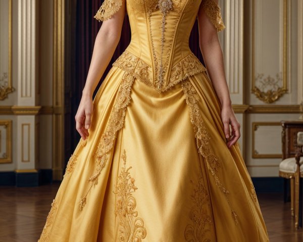 Elegant Woman in Yellow Gown with Luxurious Setting