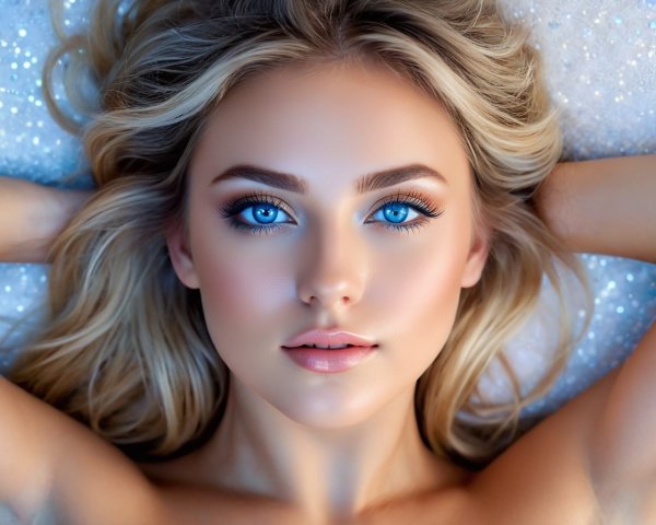 Close-up Portrait of a Young Woman with Blue Eyes