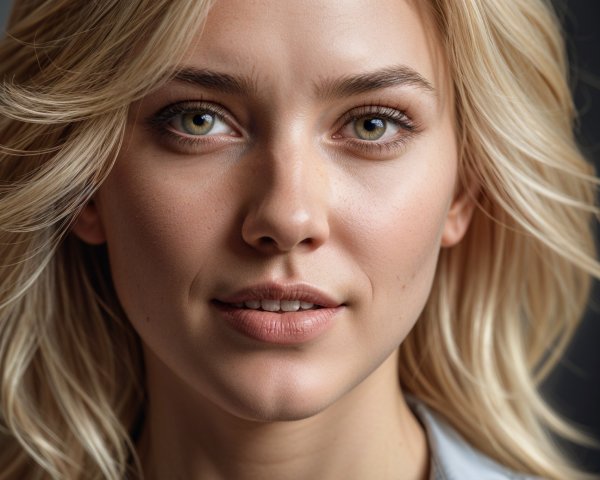 Close-Up Portrait of a Young Woman with Green Eyes