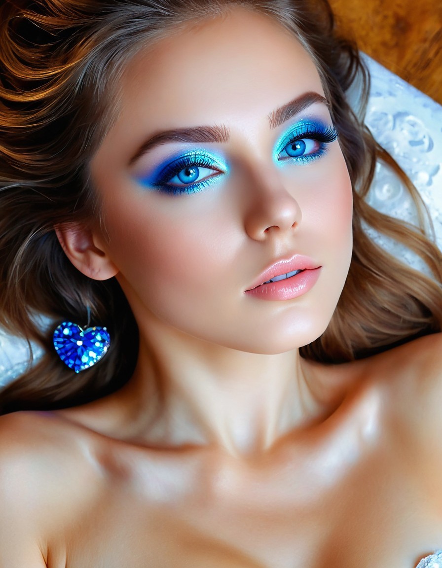Close-up Portrait of a Young Woman with Blue Eyes