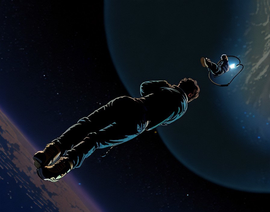 Astronaut Floating in Space with Earth Background