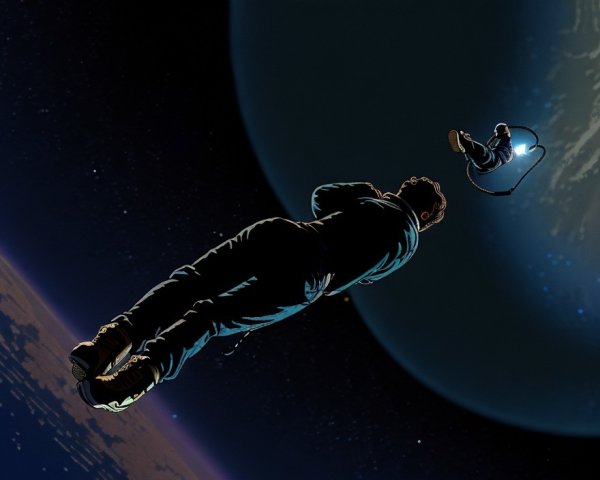 Astronaut Floating in Space with Earth Background