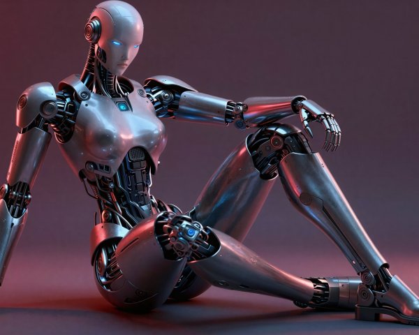Hyperrealistic Female Cyborg in Studio Setting
