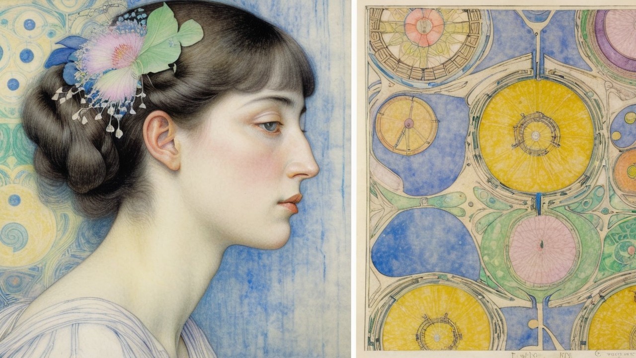 Profile of a Young Woman with Floral Hairstyle