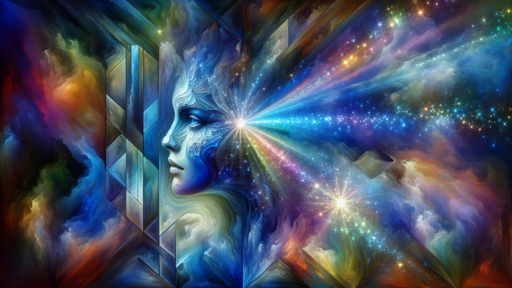 Surreal Portrait of a Woman with Cosmic Colors