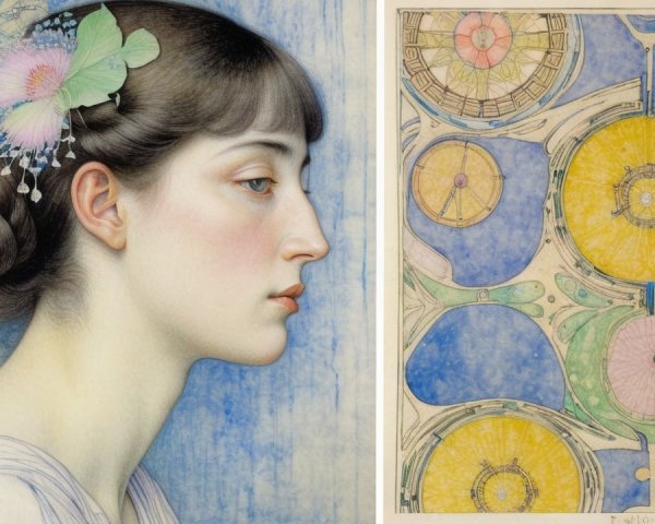 Profile of a Young Woman with Floral Hairstyle