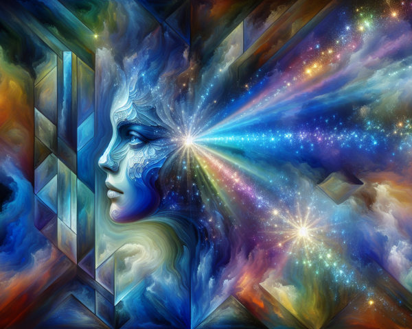 Surreal Portrait of a Woman with Cosmic Colors