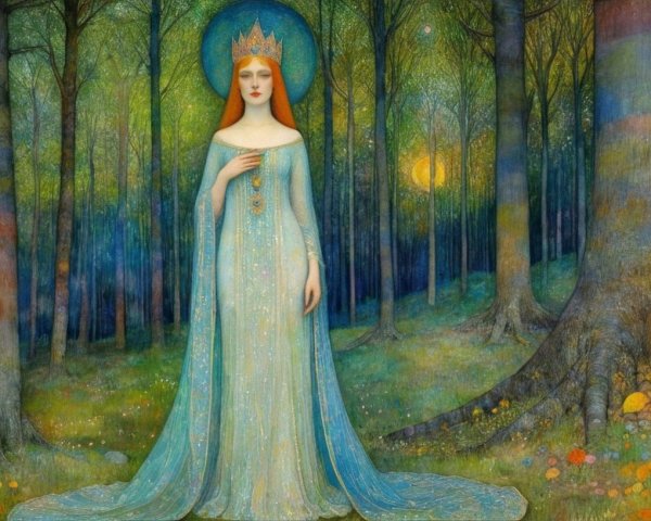 Surreal Pre-Raphaelite Painting of a Goddess Figure