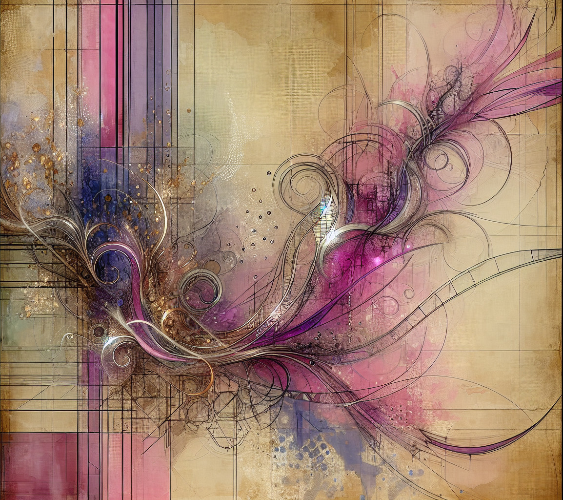 Abstract Composition with Flowing Lines and Shapes